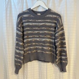 Hem & Thread Blue Gray Boho Striped Sweater Size Medium